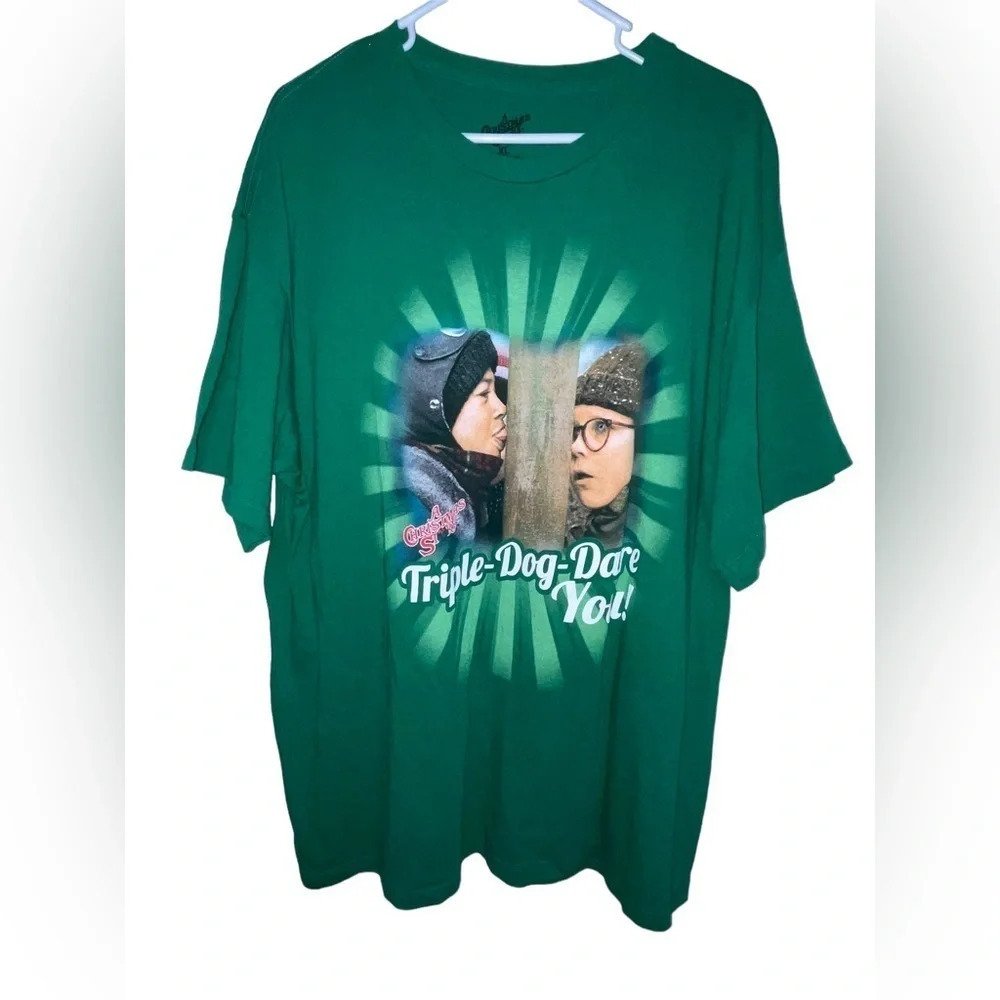 A Christmas Story “I Triple Dog Dare You”T-Shirt Size XL Green 100% Cotton